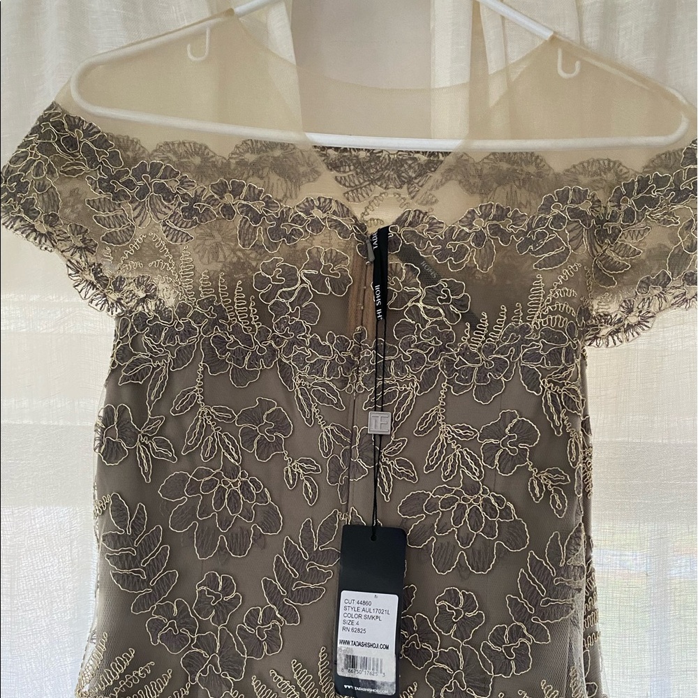 Tadashi Shoji Illusion Off the Shoulder Lace Gown - Picture 6 of 10
